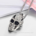 Retro Rhinestone Alloy Skull Necklace Jewelry Accessories